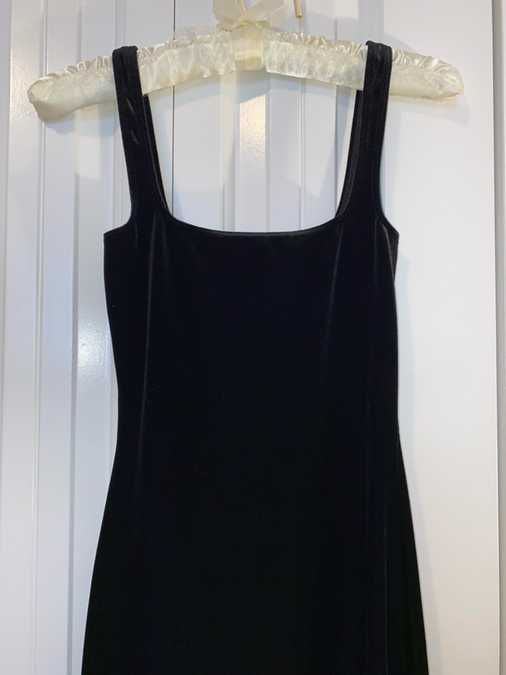 American Apparel Black Velvet Bodycon Midi Dress - Picture 3 of 9